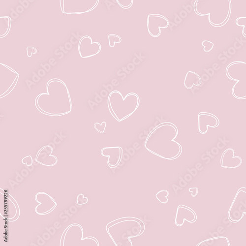 Soft Pastel Pink Background With Hearts Vector Seamless Pattern
