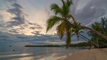 Wall Mural - Time lapse of beautiful sunrise over ocean beach in Dominican Republic