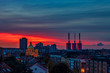 Hanover city skyline on colorful sunset sky