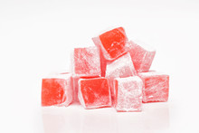 Turkish Delight With Rose Flavor  On White Background