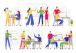 Team collaboration. Teamwork workshop meeting, creative brainstorm and office workers teams flat vector illustration set