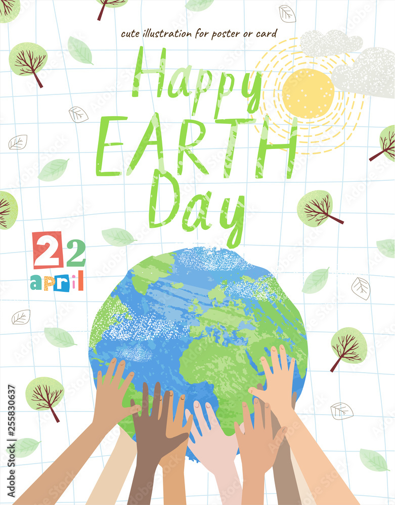 Happy Earth Day! Vector eco illustration for social poster, banner or ...