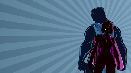 Superhero Couple Ray Light Silhouette