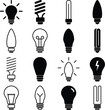 Set of light bulb icons, different lamp. Vector illustration