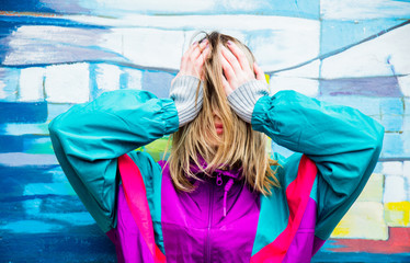 Sticker - Young woman in jacket of 90s style