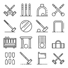 Croquet Icons Set. Outline Set Of Croquet Vector Icons For Web Design Isolated On White Background