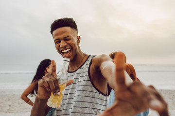 Man enjoying at the beach