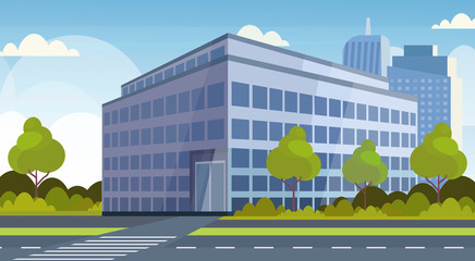 corporate business center modern office building view cityscape background flat horizontal