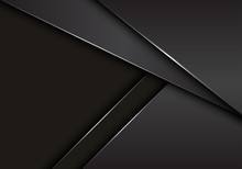 Abstract Grey Metallic Overlap On Dark Blank Space Design Modern Luxury Futuristic Background Vector Illustration.