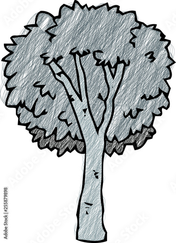 Monochrome Pencil Style Rough Sketch Of Tree Buy This