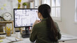 © PRPicturesProduction - asian woman interior designer looking floor plan of new house indoor design on monitor concentrated thinking idea. Blueprint architect construction project sketch concept on laptop computer screen.