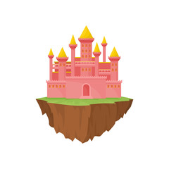 Canvas Print - Island castle on white background. Vector illustration.