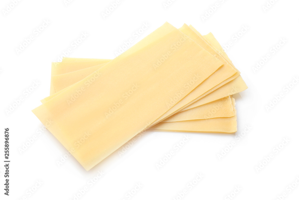 Lasagna sheets on white background