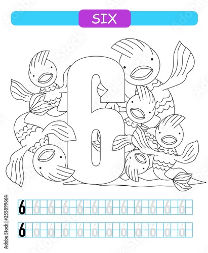 Coloring Number 6 Worksheets