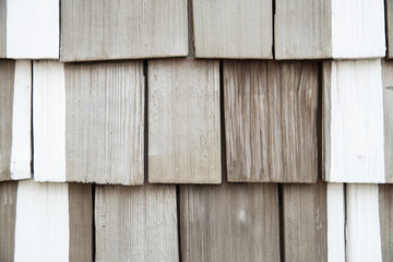 Wall Mural - pieces of wooden plank wall for texture background with white line.