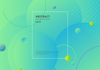 Creative trendy abstract minimal geometric circles shape with green and blue gradient background. Dynamic shapes composition and elements.