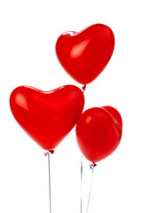 Wall Mural - Air Balloons. Bunch of red heart shaped foil balloons