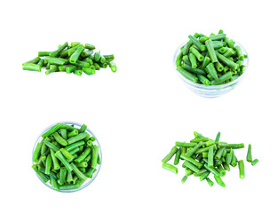 Wall Mural - Green beans set  isolated on white background