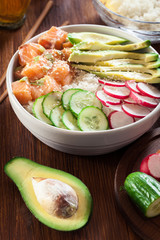 Wall Mural - Poke bowl, traditional Hawaiian raw fish salad