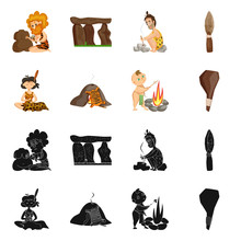 Vector Illustration Of Evolution  And Prehistory Sign. Collection Of Evolution  And Development  Vector Icon For Stock.