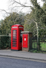 Red British Telephone Booth And Royal Mail Post Box
