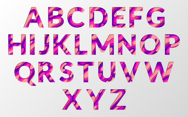 Colorful layered font paper alphabet. ABC letters vector design.