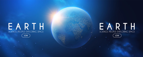 Wall Mural - eath planet in space with lights. realistic universe. cosmos background.