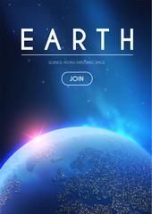 Wall Mural - eath planet in space with lights. realistic universe. cosmos background.