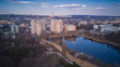 Aerial view of drone flying over city