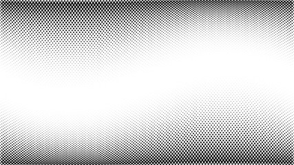 Halftone gradient pattern. Abstract halftone dots background. Monochrome dots pattern. Grunge texture. Pop Art, Comic small dots. Wave twisted dots. Banner with space. Template for cover, card, flyer