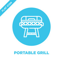 Portable Grill Icon Vector From Bbq And Grill Collection. Thin Line Portable Grill Outline Icon Vector  Illustration. Linear Symbol For Use On Web And Mobile Apps, Logo, Print Media.
