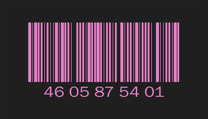 pink bar code icon on black background. modern flat barcode. marketing concept. vector illustration