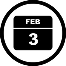 February 3rd Date On A Single Day Calendar