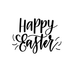 Poster - Happy Easter vector digital brush calligraphy Christian spring holiday design