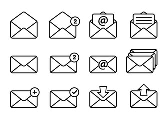 Leinwandbilder - Set of Mail Vector Line Icons. Mail icons set