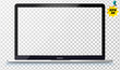 © kasheev - laptop front view. Open laptop with blank screen isolated on transparent background