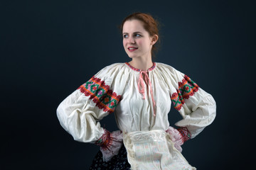 Slovak folklore. Slovakian folklore girl. 