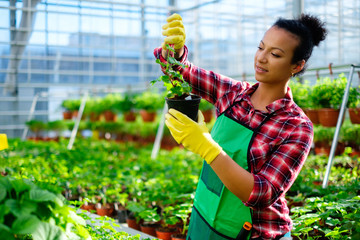 Black woman working in a botanical garden