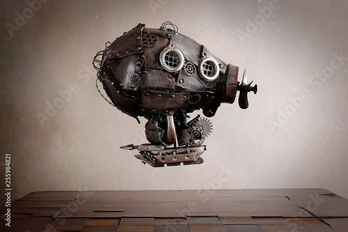 Dirigibile Steampunk su scacchiera Canvas Print