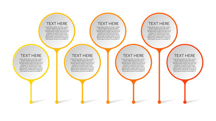 Timeline infographic design templates for flowchart, workflow presentation with circle colorful background for text.