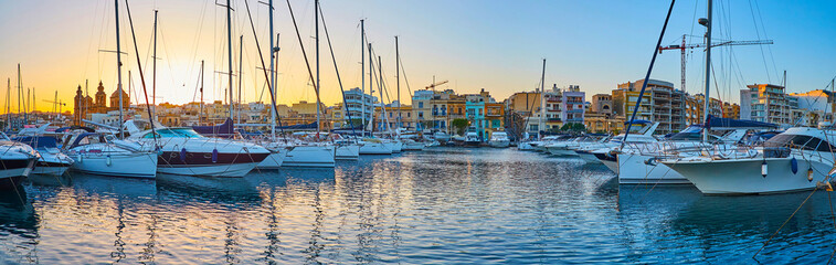 Panorama of Msida port, Malta