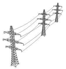 Electric pylons or electric towers concept. Vector