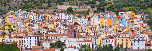 Panoramic view of Bosa town, Sardinia island, Italy Fototapete