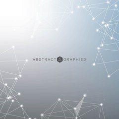 Canvas Print - geometric abstract background with connected line and dots. structure molecule and communication. sc