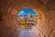 Florence Cathedral Di Santa Maria Del Fiore Or Duomo View Trhrough Stone Window