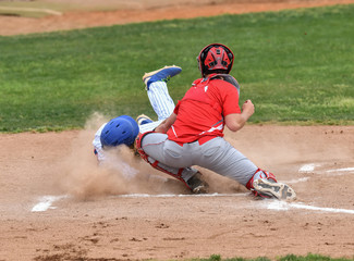 High School baseball players competing in a game