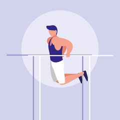 Sticker - young man practicing gymnasia in bars