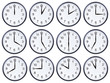 © Demetrio - Set of office clocks showing different time isolated on white background