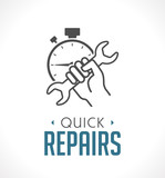 Fototapeta  - Repairs icon - hand with wrench concept