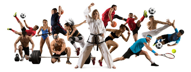 Wall Mural - Huge multi sports collage taekwondo, tennis, soccer, basketball, etc